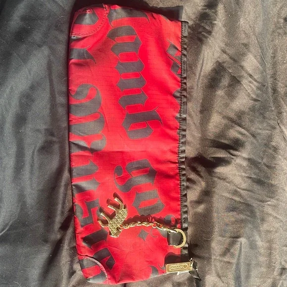 L.A.M.B. Lesportsac Red and Black Clutch with Charm Detail